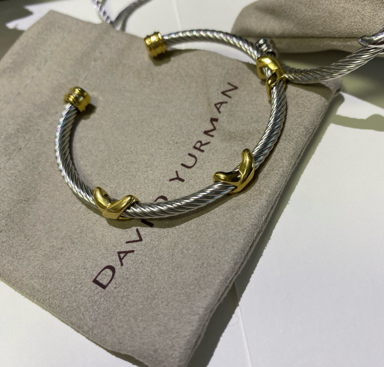 Silver and gold cuff bracelet